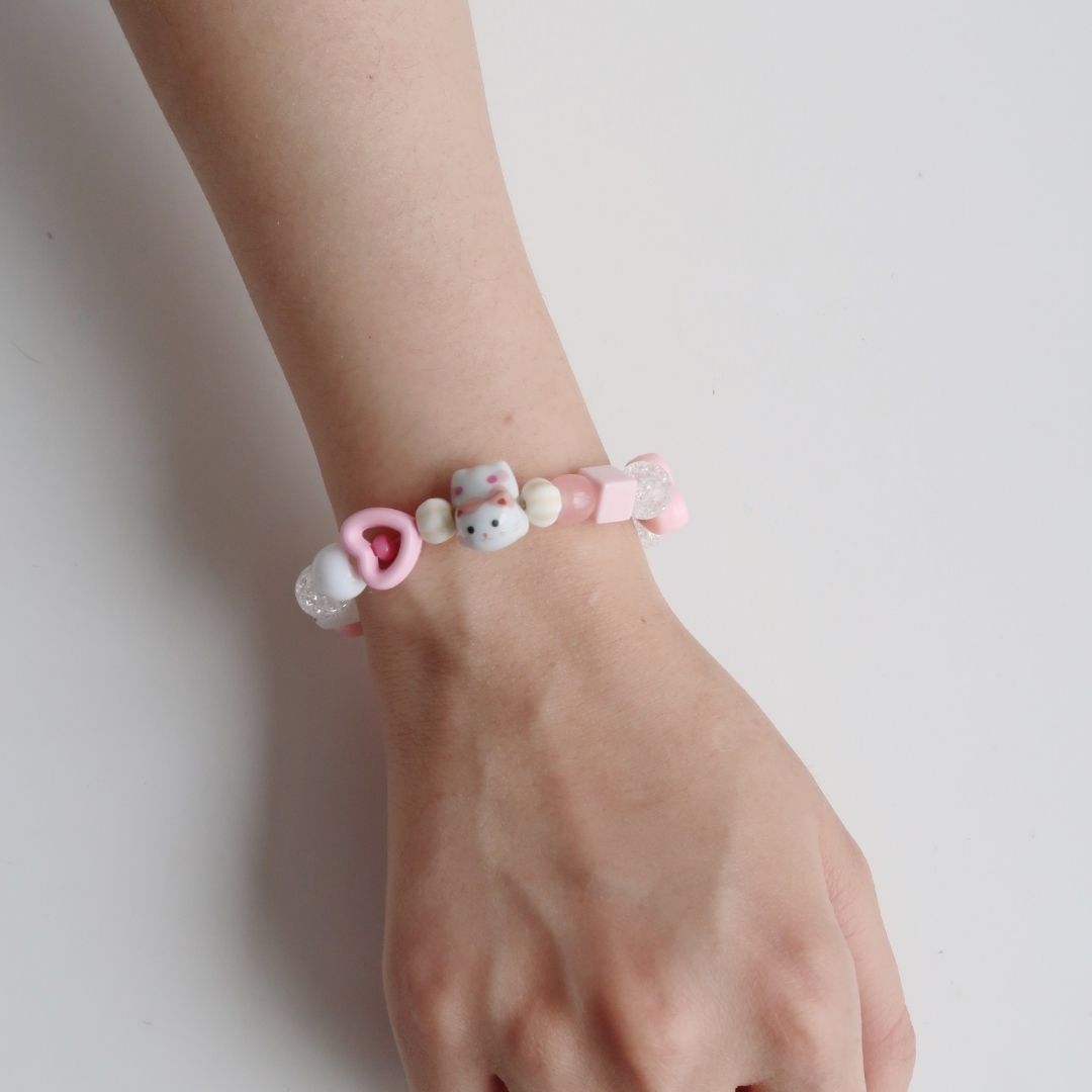 Pink Kitty - Handmade Bracelet